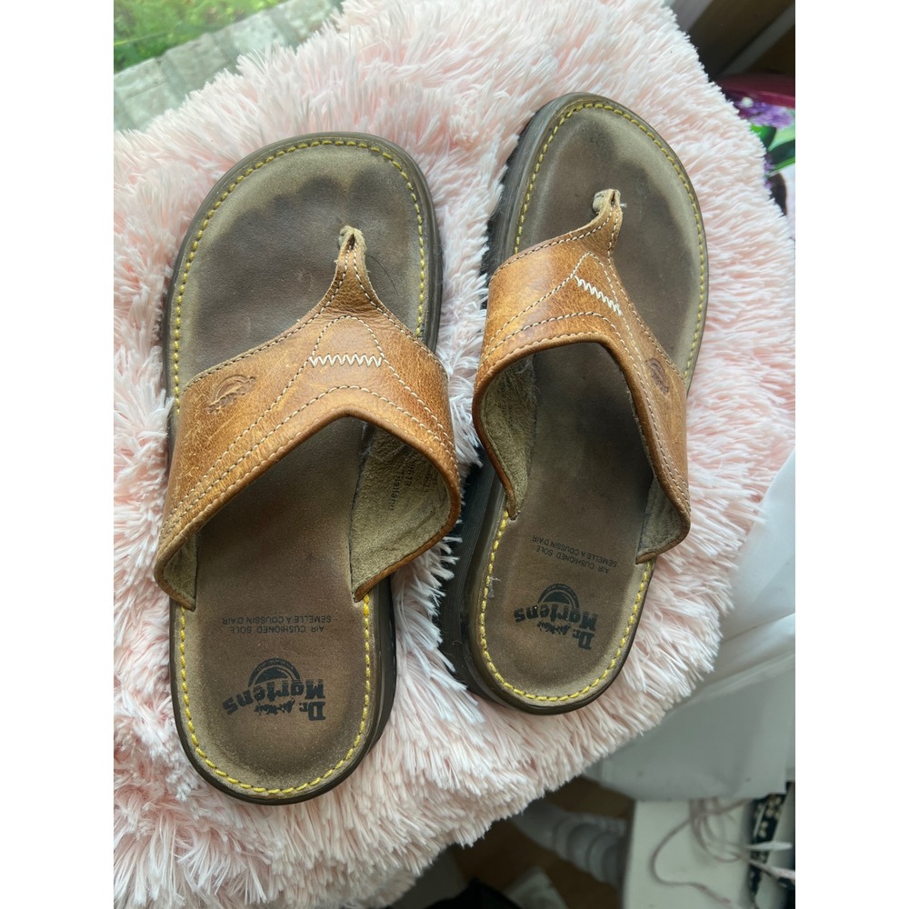 Dr. Martens Vintage Tan Brown Leather Thong Platform Sandals Womens 4 UK 6 US